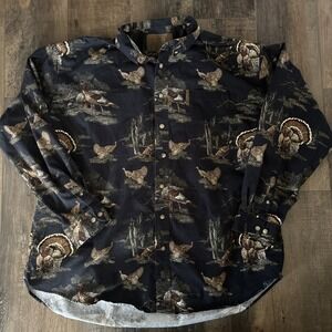 Vtg 1990s Legendary Whitetails Turkey/Bird/Pheasant Hunting Button Up Shirt 2XLT